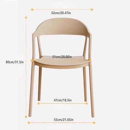 Stackable Dining Chair Plastic Dining Chairs Set of 2 with Hollow Back Dining Chairs Set Modern Save Space Kitchen Chairs - color: Camel