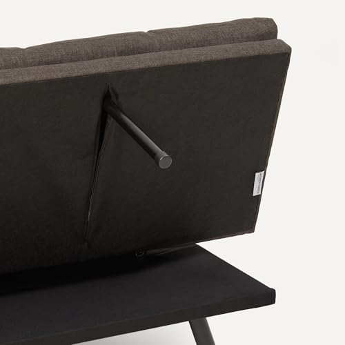 Amazon Basics Futon Sofa Bed, Convertible Memory Foam Sofa Couch with Adjustable Positions for Small Living Room, Office, Apartment, Dark Grey Linen Fabric - color: Dark Grey
