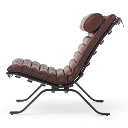 Imitation Leather Upholstered Armless Chair Modern Design Luxury Lounge Chair (Dark Brown) - color: Dark Brown
