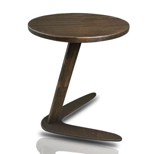 C-Shaped Handmade End Table, Side Table for Couches, Sofa Tables Slide Under Couch for Living Room, Over Couch TV Tray Table for Small Spaces (Large, Dark Walnut) - color: Dark Walnut, size: Large