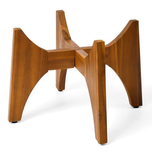 KUTE NEST 11.5" H x 17.9" W Acacia Solid Wood Plant Stand - Walnut | Low - Medium, Outdoor & Indoor Use, Mid Century Plant Holder, Ideal for Corso & Arco Planter, Walnut Finish for Modern Home - color: Walnut, size: Low - Medium - 11.5"H x 17.9"W