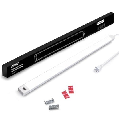 MYPLUS 24 Inch Under Cabinet Lights with Hand Wave 5000K Plug in Kitchen | Daylight White,Dimmable,640 Lumen,CRI>90,110V,8.5W,Bright Counter,Shelf,Above the Sink - color: 5000K-Cold White, size: 24inch-1Pack