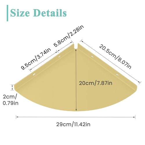 Corner Shelf 304 Stainless Steel Bathroom Shower Shelf Waterproof Wall Mounted Heavy Duty Shower Corner Shelves for Bathroom and Bedroom(Gold, 1 PC) - size: 1PC