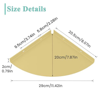 2PC Corner Shelves 304 Stainless Steel Bathroom Shower Shelves Waterproof Wall Mounted Heavy Duty Shower Corner Shelves for Bathroom and Bedroom(Gold, 2 PC) - size: 2PC