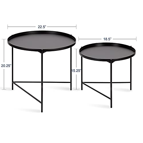 Kate and Laurel Ulani Modern Nesting Coffee Table, Set of 2, Black, Sophisticated Coffee Table Set for Storage and Display - color: Black