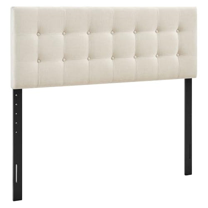 Modway Emily Full Size Performance Fabric Headboard in Ecru - Linen-Like Upholstery with Button Tufting and 7 Adjustable Height Positions - color: Ecru, size: Full
