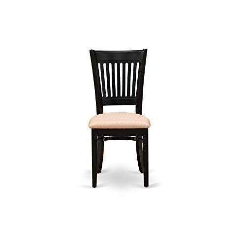 East West Furniture DLVA5-BLK-C 5 Piece Dining Table Set for 4 Includes a Round Kitchen Table with Dropleaf and 4 Linen Fabric Upholstered Dinette Chairs, 42x42 Inch, Black - color: Dlva5-blk-c