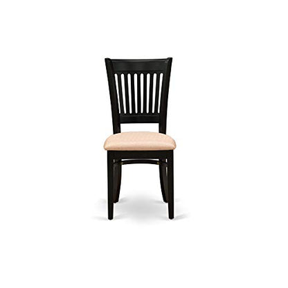 East West Furniture DLVA5-BLK-C 5 Piece Dining Table Set for 4 Includes a Round Kitchen Table with Dropleaf and 4 Linen Fabric Upholstered Dinette Chairs, 42x42 Inch, Black - color: Dlva5-blk-c