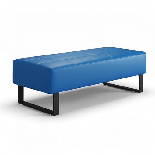 Waiting Room Bench Faux Leather Office Guest Chair Upholstered Lobby Furniture for Home Conference Room Beauty Salon Shop Barbershop Small Space Blue 17" Dx31 Wx17 H - color: Blue, size: 17"Dx31"Wx17"H