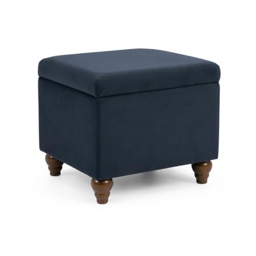 HomePop 22" Medium Rectangular Storage Ottoman - Blue Velvet - color: Blue Velvet