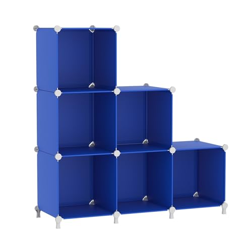 AWTATOS Cube Storage Organizer, 6 Cube Closet Organizers Storage Shelves | DIY Stackable Closet Storage Cubes Shelf Bookshelf, Plastic Clothes Organizer Shelving for Bedroom, Home, Admiral Blue - color: Dark Blue