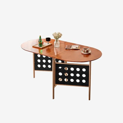 Extendable Drop Leaf Table,Versatile Collapsible Extension Table,Easy to Assemble,for Small Spaces Dining Room Kitchen.(Walnut+Black) - color: Walnut+black