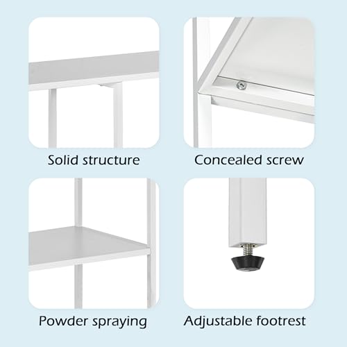 HDANI 31.5 Inch Metal Console Table with 3 Tier Strage Shelves,Narrow Entryway Table,Modern Sofa Tables for Entryway, Living Room,Bedroom,White - color: White, size: 31.5×9.84×29.53in
