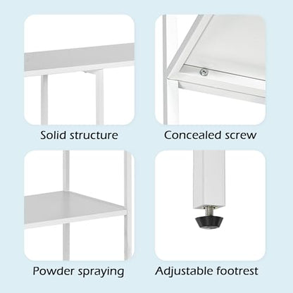 HDANI 39.4 Inch Metal Console Table with 3 Tier Strage Shelves,Narrow Entryway Table,Modern Sofa Tables for Entryway, Living Room,Bedroom,White - color: White, size: 39.37×11.81×31.5in