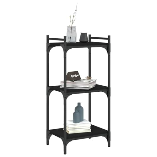 3-Tier Bookcase Industrial Bookshelf Storage Organizer for Books Display Rack with Metal Frame and Adjustable Feet, Black, 15.7 x 11.8 x 33.9 Inches - color: Black 2