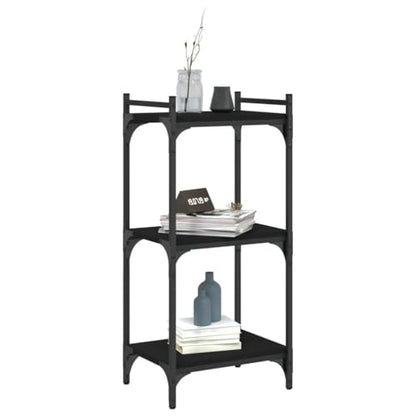 3-Tier Bookcase Industrial Bookshelf Storage Organizer for Books Display Rack with Metal Frame and Adjustable Feet, Black, 15.7 x 11.8 x 33.9 Inches - color: Black 2