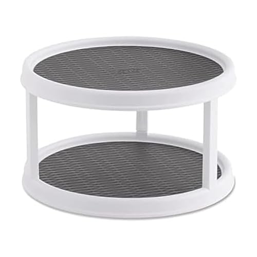 Copco Non-Skid Turntable, 2-Tier, 12-Inch, Durable & Easy Clean, White/Gray - color: White/Gray