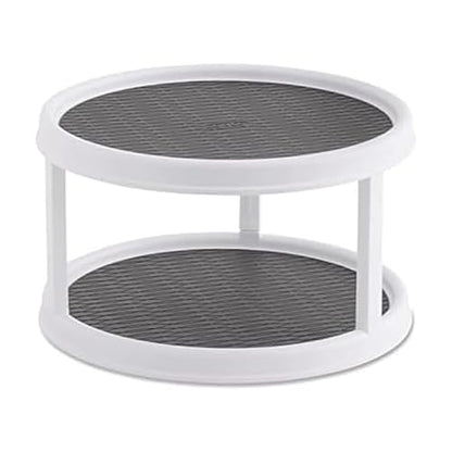 Copco Non-Skid Turntable, 2-Tier, 12-Inch, Durable & Easy Clean, White/Gray - color: White/Gray