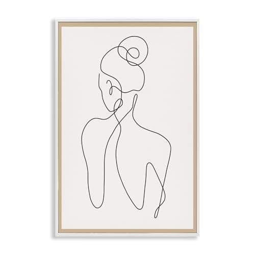'Minimal Woman Line Drawing'| Framed Giclee Art | Stupell Industries | White, 12 x 18 Inches, Easy to Hang and Sturdy, Made in USA, by Creative Studio - color: Coastal White (Textured), size: 18"L x 12"W