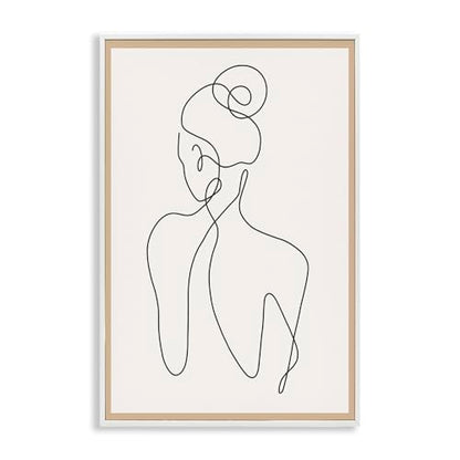 'Minimal Woman Line Drawing'| Framed Giclee Art | Stupell Industries | White, 12 x 18 Inches, Easy to Hang and Sturdy, Made in USA, by Creative Studio - color: Coastal White (Textured), size: 18"L x 12"W