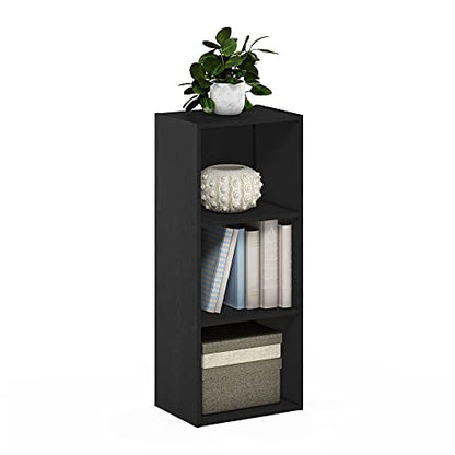 Furinno LUDER Book Shelf, 3-Cube Bookshelf, Bookcase with Open Shelves, 9.3 x 12 x 31.5, Easy Assembly, for Living Room, Bedroom, Home Office, Blackwood - color: Blackwood, size: 3-Tier Cube