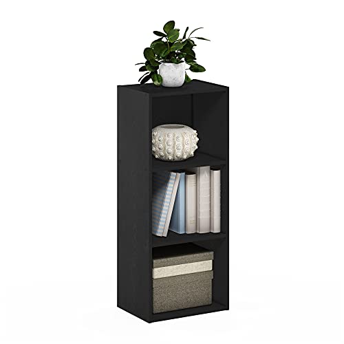 Furinno LUDER Book Shelf, 3-Cube Bookshelf, Bookcase with Open Shelves, 9.3 x 12 x 31.5, Easy Assembly, for Living Room, Bedroom, Home Office, Blackwood - color: Blackwood, size: 3-Tier Cube
