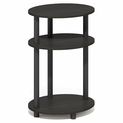 Furinno Turn-N-Tube Side Table, 3-Tier Oval End Table, Night Stand, Bedside Table, for Living Room, Bedroom, Espresso/Black - color: Espresso, size: 1-Pack, Plastic Frame, 3-Tier, 23 Inches Tall