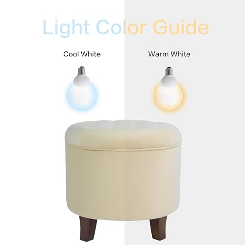 HomePop 19" Velvet Button Tufted Round Storage Ottoman - Cream - color: Cream