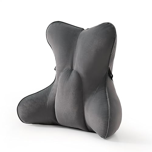 Lumbar Support Pillow (Pat. Pend) for Office Chair, Couch, Recliner & Car Seat, Ergonomic Back Support for Lower Back Comfort, with Adjustable Strap to Stay in Place, Steel Gray - color: Steel Gray