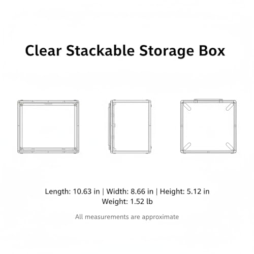 Clear Stackable Storage Bins with Lids, Durable Plastic Organizer Containers for Closet, Shelf & Desktop Organization - size: 10.63 x 8.66 x 5.12 in