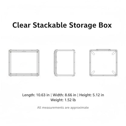 Clear Stackable Storage Bins with Lids, Durable Plastic Organizer Containers for Closet, Shelf & Desktop Organization - size: 10.63 x 8.66 x 5.12 in