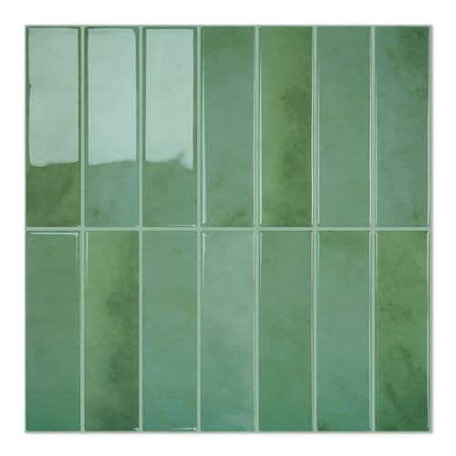 STICKGOO 10-Sheet Peel and Stick Backsplash Tile, Self Adhesive Vinyl Wall Tiles, Stick on Backsplash for Kitchen and Bathroom(Thicker Design) - color: Green & Blue