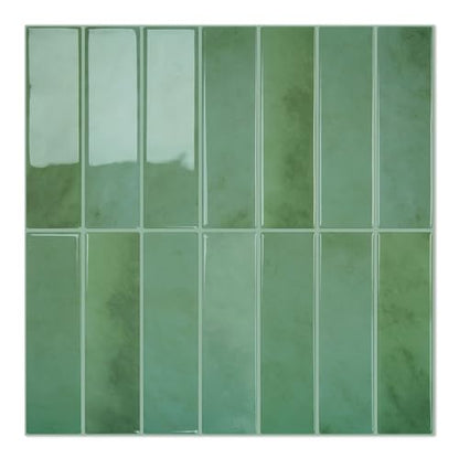STICKGOO 10-Sheet Peel and Stick Backsplash Tile, Self Adhesive Vinyl Wall Tiles, Stick on Backsplash for Kitchen and Bathroom(Thicker Design) - color: Green & Blue