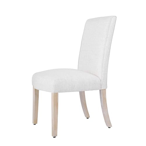 Homepop Scalloped Detail Dining Chair|Upholstered Parsons Dining Chairs |Decorative Home Furniture, Cream Textured Woven (Set of 2) - color: Cream Textured Woven(set of 2), style: Pack of 2