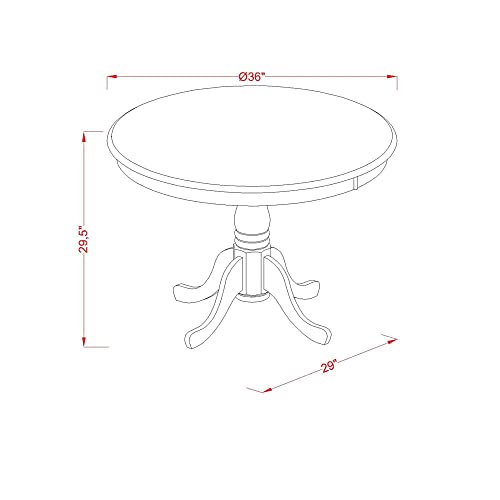 East West Furniture AMT-LBL-TP Antique Modern Kitchen Table - a Round Dining Table Top with Pedestal Base, 36x36 Inch, Multi-Color - color: Amt-lbl-tp
