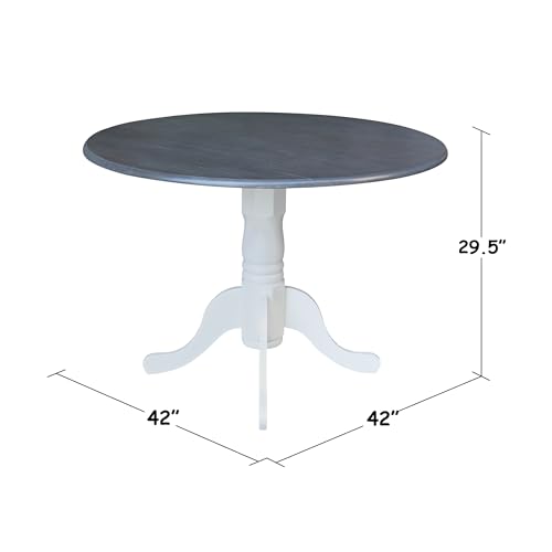 International Concepts Inch Dual 42 Drop Leaf Dining Table, White/Heather Gray - color: White/Heather Gray