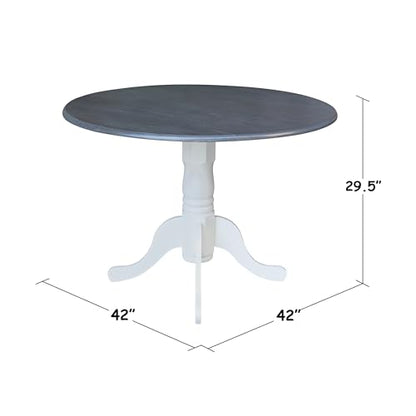 International Concepts Inch Dual 42 Drop Leaf Dining Table, White/Heather Gray - color: White/Heather Gray