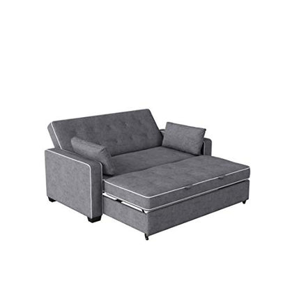 Serta Ainsley 72.6" Convertible Sleeper Sofa, Queen Size, Dreamcoil Comfort, Soft Woven Fabric, Charcoal - color: Charcoal, size: Queen Sofa