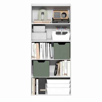 Furinno Jaya Book Shelf, 5-Tier Bookshelf, 52 Inch Tall Standing Bookcase with Adjustable Shelf, 9.5 x 23.6 x 52.6, for Home Office, Bedroom, Living Room, White - color: White, size: 5-Tier, 9.5 x 23.6 x 52.6