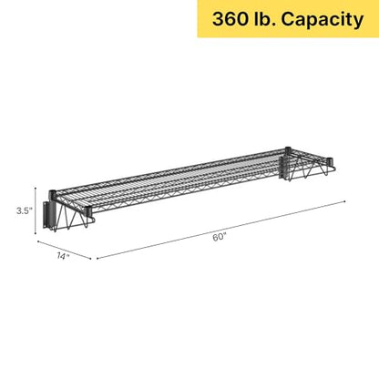 14" x 60" Black Epoxy Wire Wall Mount Shelf - color: Black, size: 14" x 60"