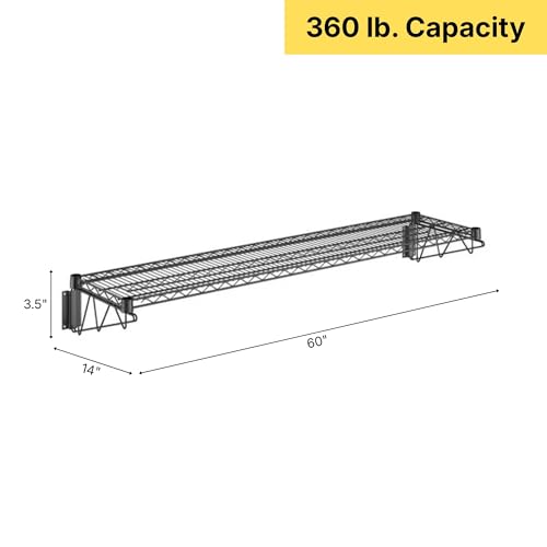14" x 60" Black Epoxy Wire Wall Mount Shelf - color: Black, size: 14" x 60"
