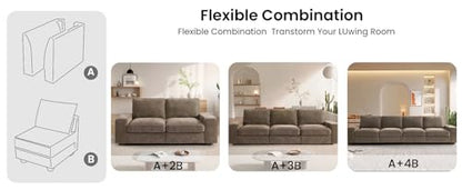 Middle Seat with Storage, Modular Sofa Couch, Brown - color: Brown, size: Middle Seat