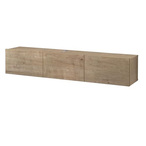 Floating TV Stand Wall Mounted for 65"–80" TVs, Modern Floating Entertainment Center with Cable Management, Wall Mount TV Stand with Storage, Mounted TV Console for Living Room - color: Oak