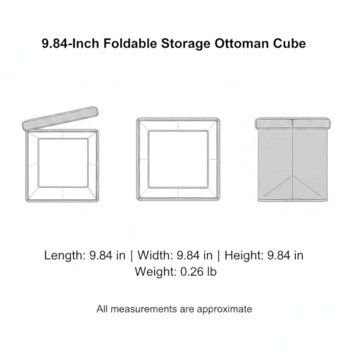 Multipurpose Foldable Ottoman Cube, 9.8-Inch Hidden Storage Seat for Entryway and Living Room (1 Piece)