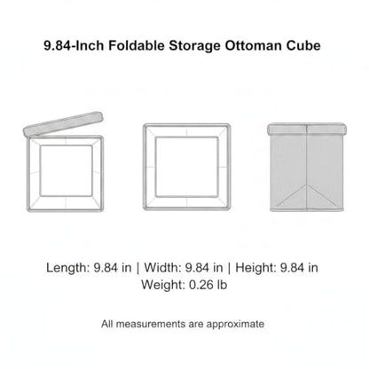 Multipurpose Foldable Ottoman Cube, 9.8-Inch Hidden Storage Seat for Entryway and Living Room (1 Piece)