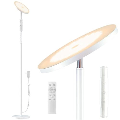 LED Floor Lamp, 3600LM Bright Standing Lamp 350W Equivalent with 2700K-6500K Stepless Dimming, Modern Torchiere Room Lamp with Remote/Touch Control, 69" Tall Lamp for Living Room Bedroom Office(White) - color: White