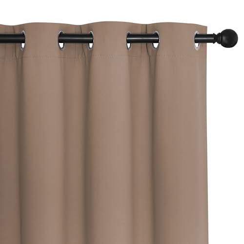 NICETOWN Bedroom Curtain Room Darkening Drapery 102 inches Length - Home Fashion Thermal Insulated Grommet Room Darkening Curtain for Living Room (Cappuccino, 1 Panel, 52 x 102 inches) - color: Cappuccino, size: 52"W x 102"L (Pack of 1)