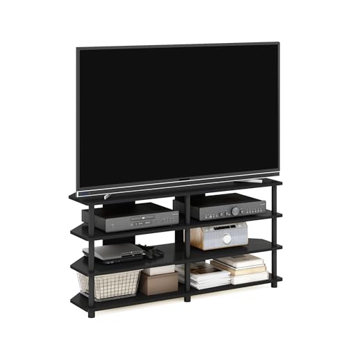 Furinno ECON TV Stand, 4-Tier Wide Corner Entertainment Center, TV Console for TV up to 55 Inch, Easy Assembly, for Living Room, Bedroom, Blackwood - color: Blackwood/Black, size: For 55" TV, Corner 4-Tier