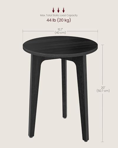 VASAGLE MAEZO Collection - Small Side Table, Round End Table, Nightstand with Tapered Legs, Curved Transitions, for Small Spaces, Living Room, Bedroom, Charcoal Gray ULET237BA01S - color: Charcoal Gray