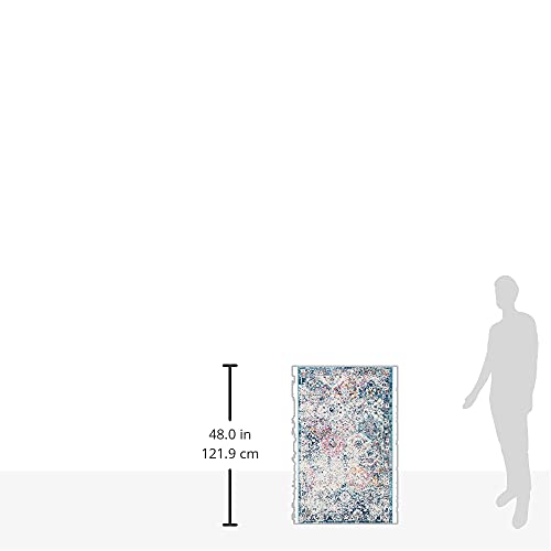 SAFAVIEH Madison Collection Accent Rug - 2'3" x 4', Navy & Teal, Boho Chic Distressed Design, Non-Shedding & Easy Care, Ideal for High Traffic Areas in Entryway, Living Room, Bedroom (MAD611N) - color: Navy/Teal, size: 2'3" x 4' (Rectangular)